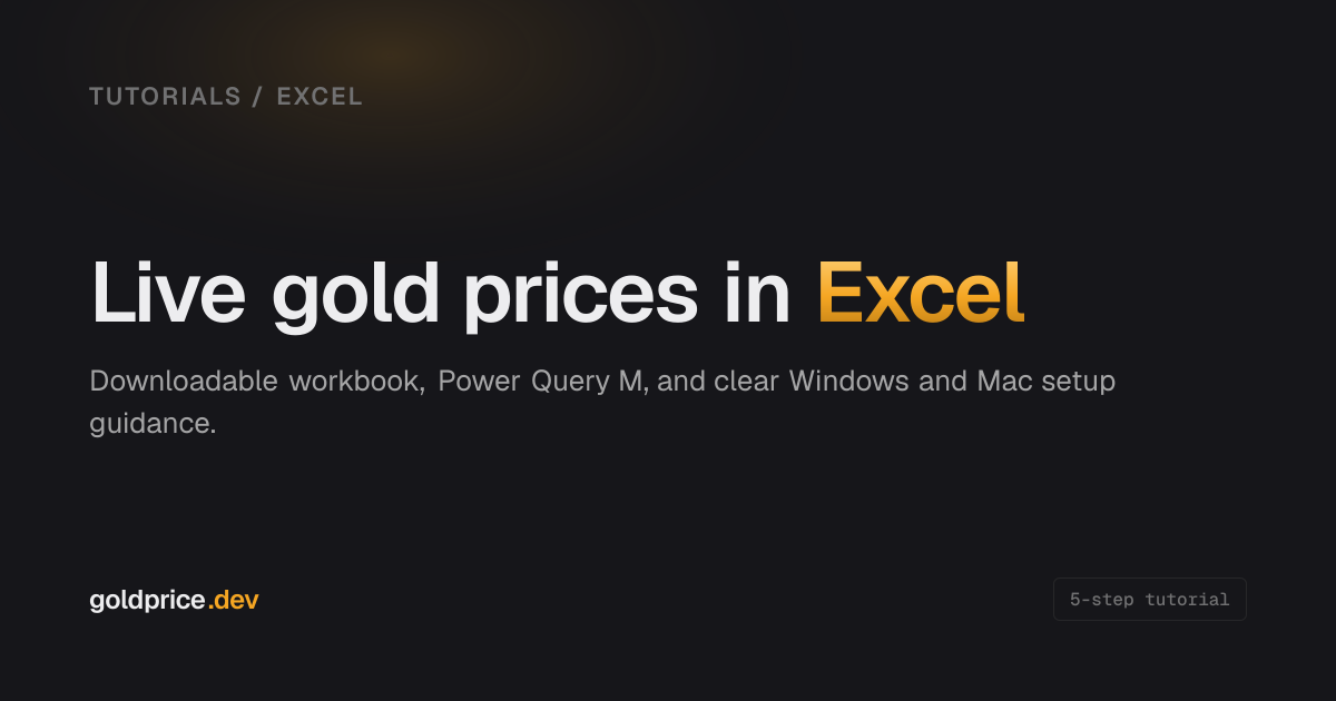 Gold Price API for Excel · goldprice.dev